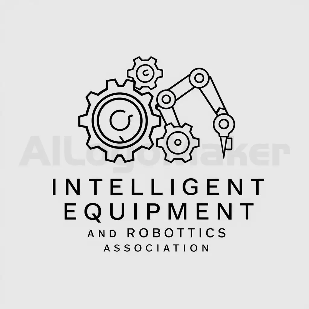 a logo design,with the text "Intelligent Equipment and Robotics Association", main symbol:Gears, robotic arm,Minimalistic,be used in industry industry,clear background