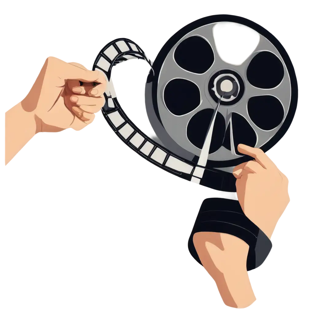 a hand crushing a film reel poster art