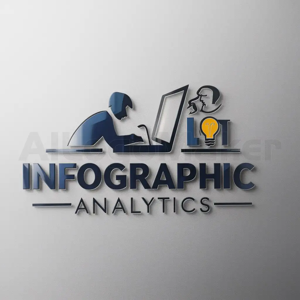 a logo design,with the text "Infographic Analytics", main symbol:Laptop,Student,nthink,Moderate,be used in Education industry,clear background