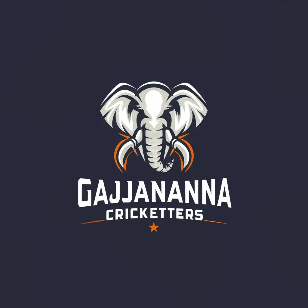 a logo design,with the text "Gajanana Crickrters", main symbol:elephants,Moderate,be used in Sports Fitness industry,clear background