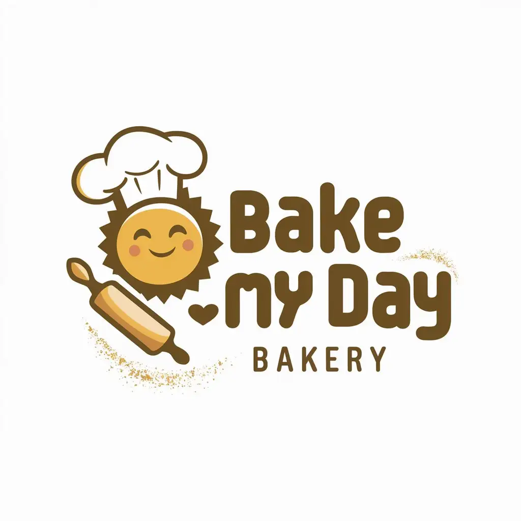 LOGO-Design-for-Bake-My-Day-Bakery-Cheerful-Sun-Chef-with-Rolling-Pin