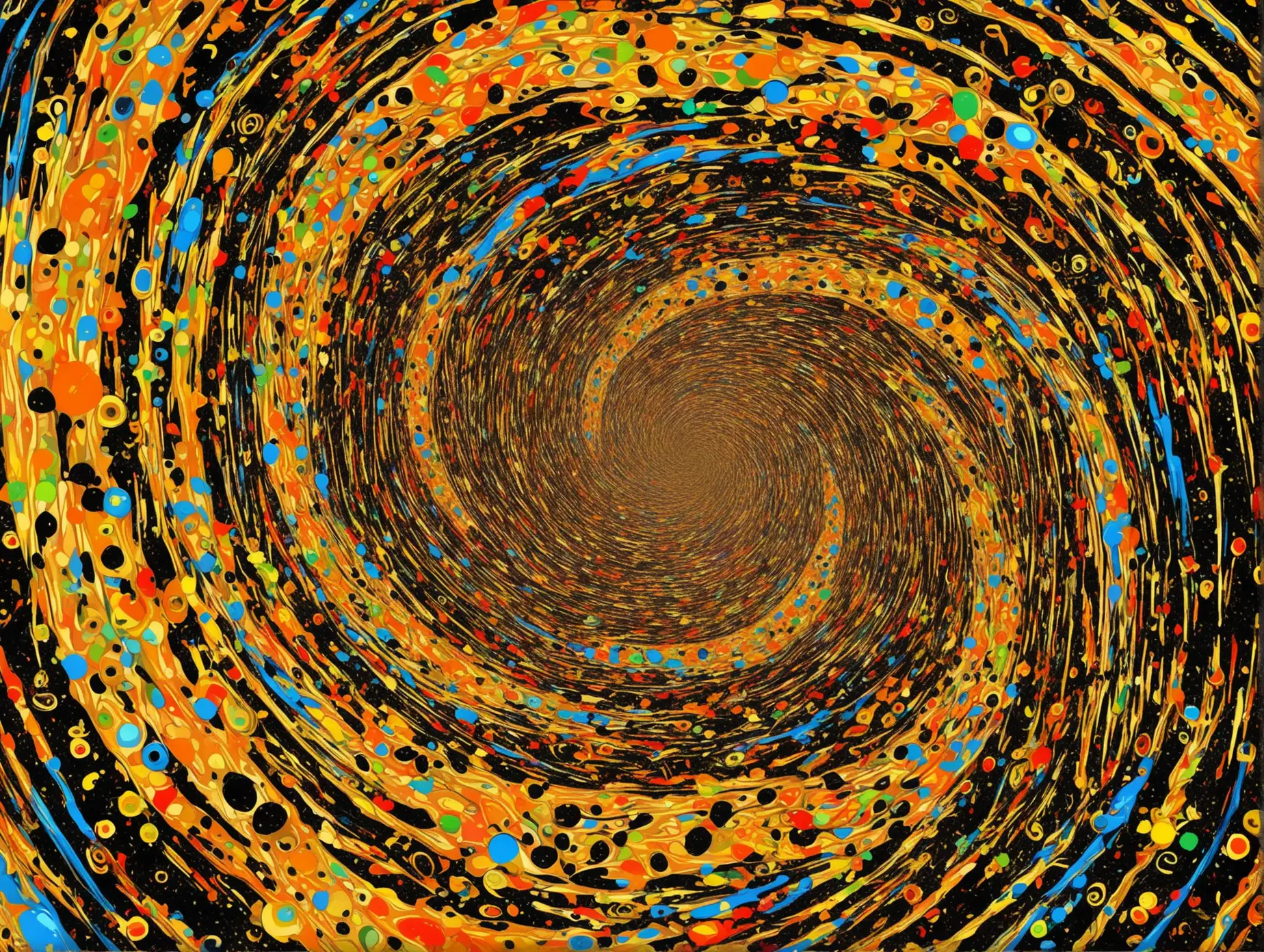 carrots  IN STYLE OF KUSTAZ KLIMT AND JACKSON POLLOCK PSYCHEDELIC, CRAZY BACKGROUND GOLD MESSY,    RIDES IN  big spiral lots o black
!





