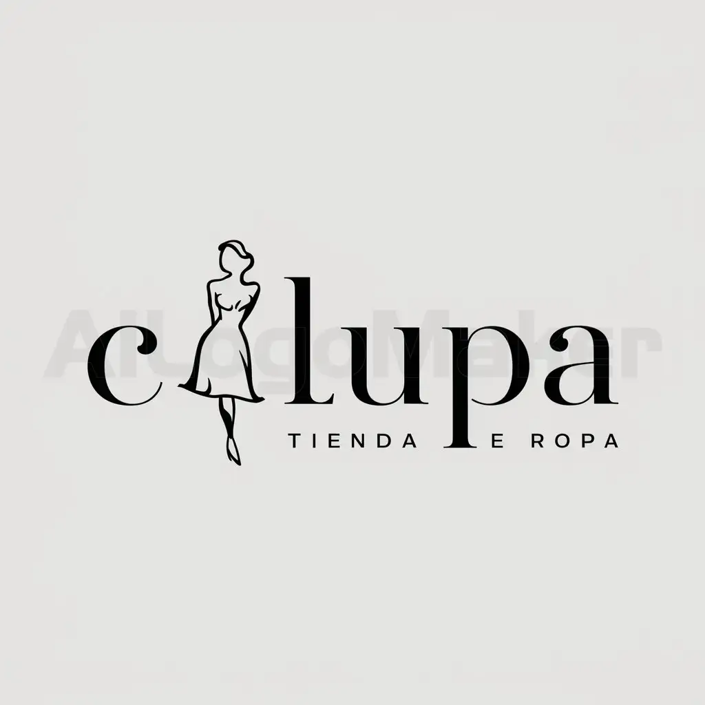 a logo design,with the text "calupa", main symbol:una chica,Minimalistic,be used in tienda de ropa vintage or retro industry,clear background