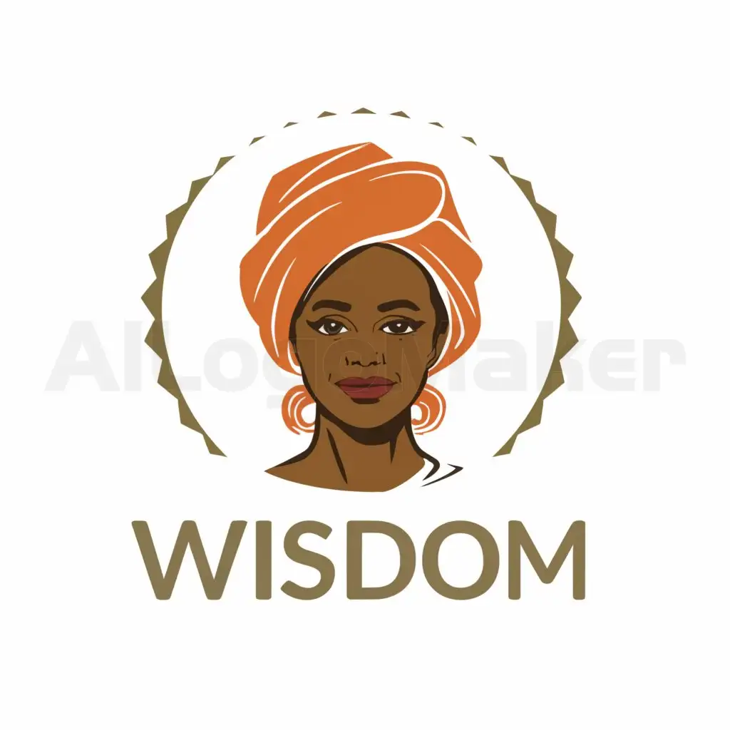 a logo design,with the text "Wisdom", main symbol:wise African woman head shot,Moderate,be used in Religious industry,clear background