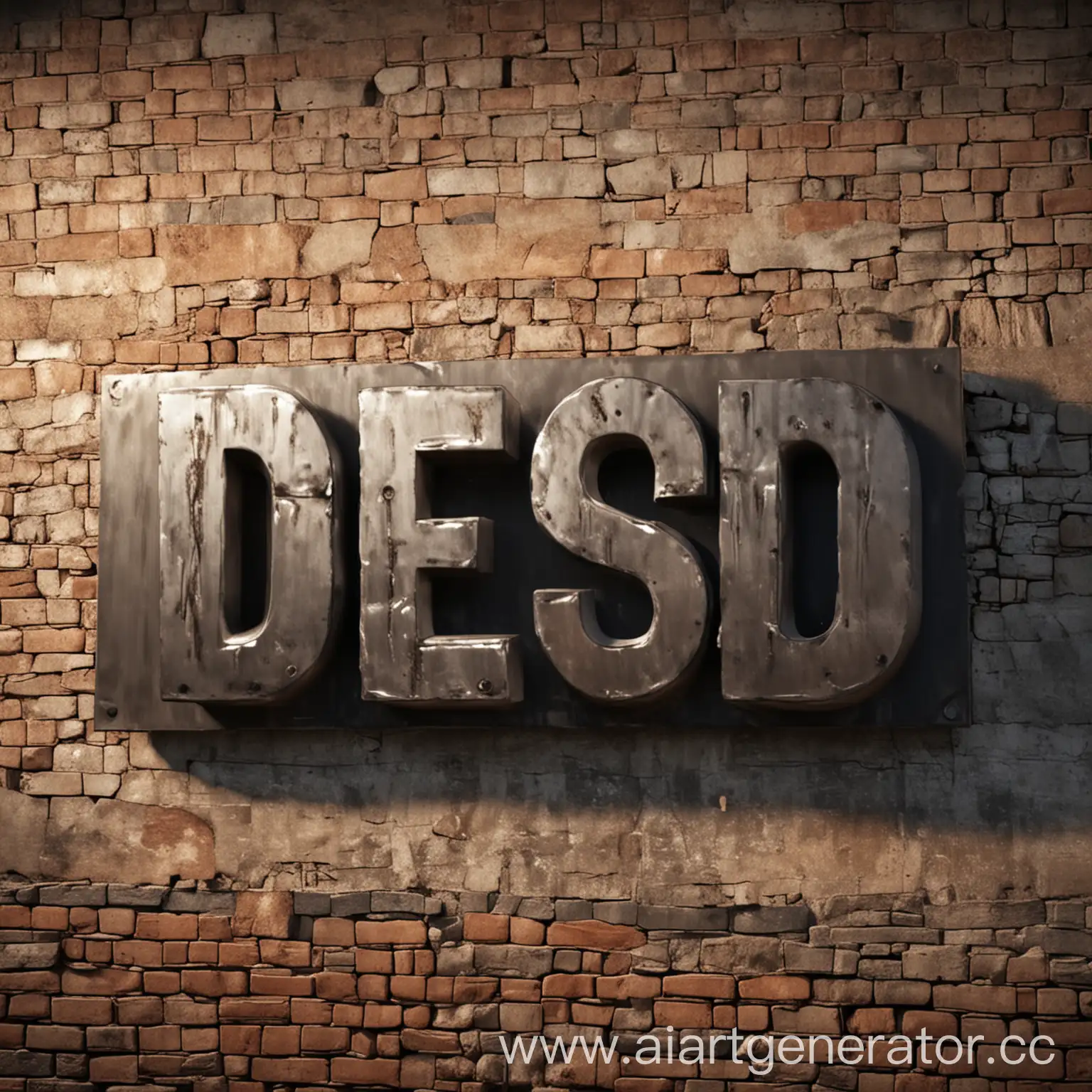 Логотип DESO, на фоне железной стены, анимационный стиль, 4k