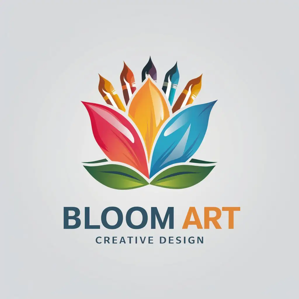 Creative-Logotype-Design-for-Bloom-Art-with-Painting-Brushes