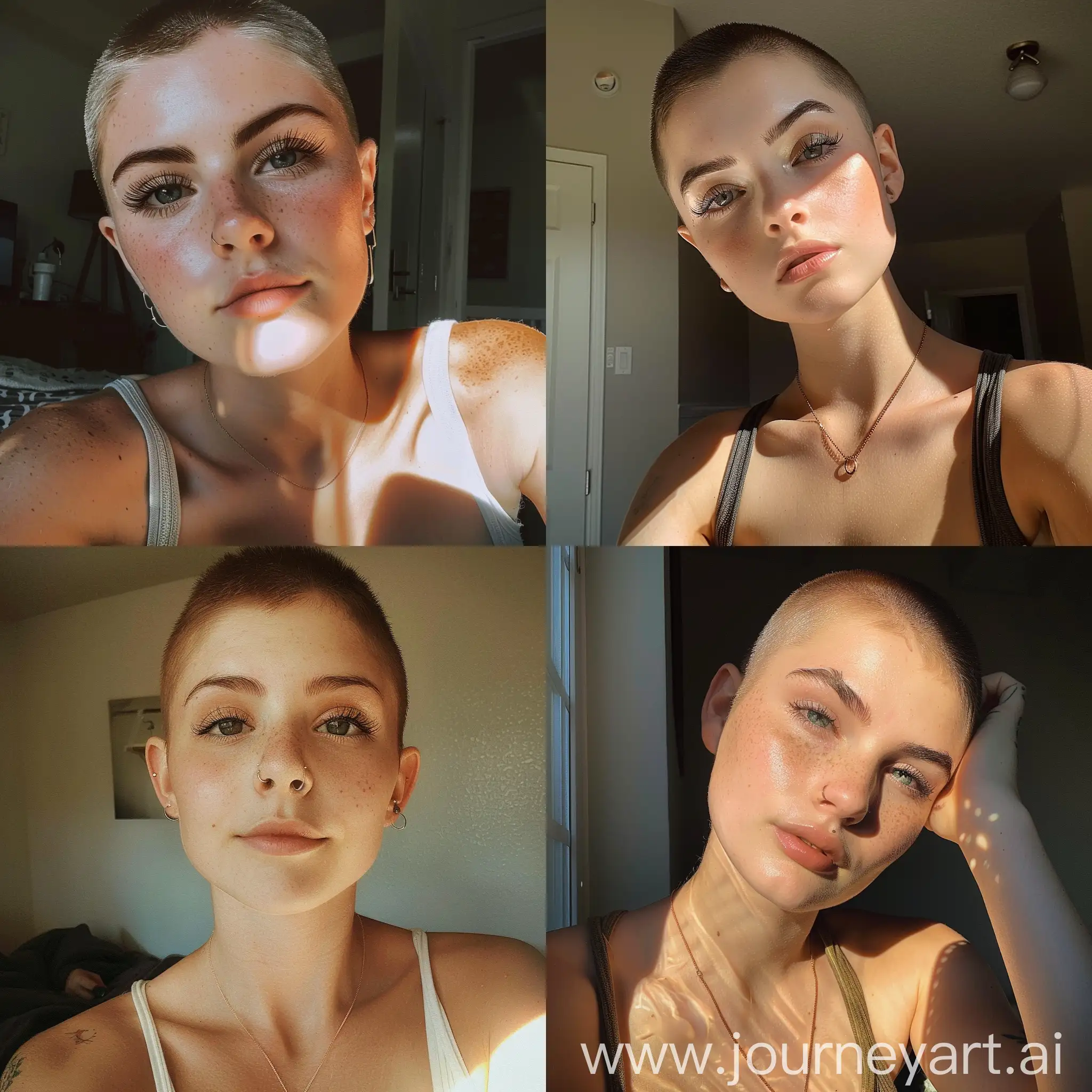 Aesthetic-Instagram-Selfie-of-a-16YearOld-Girl-with-Short-Shaved-Hair