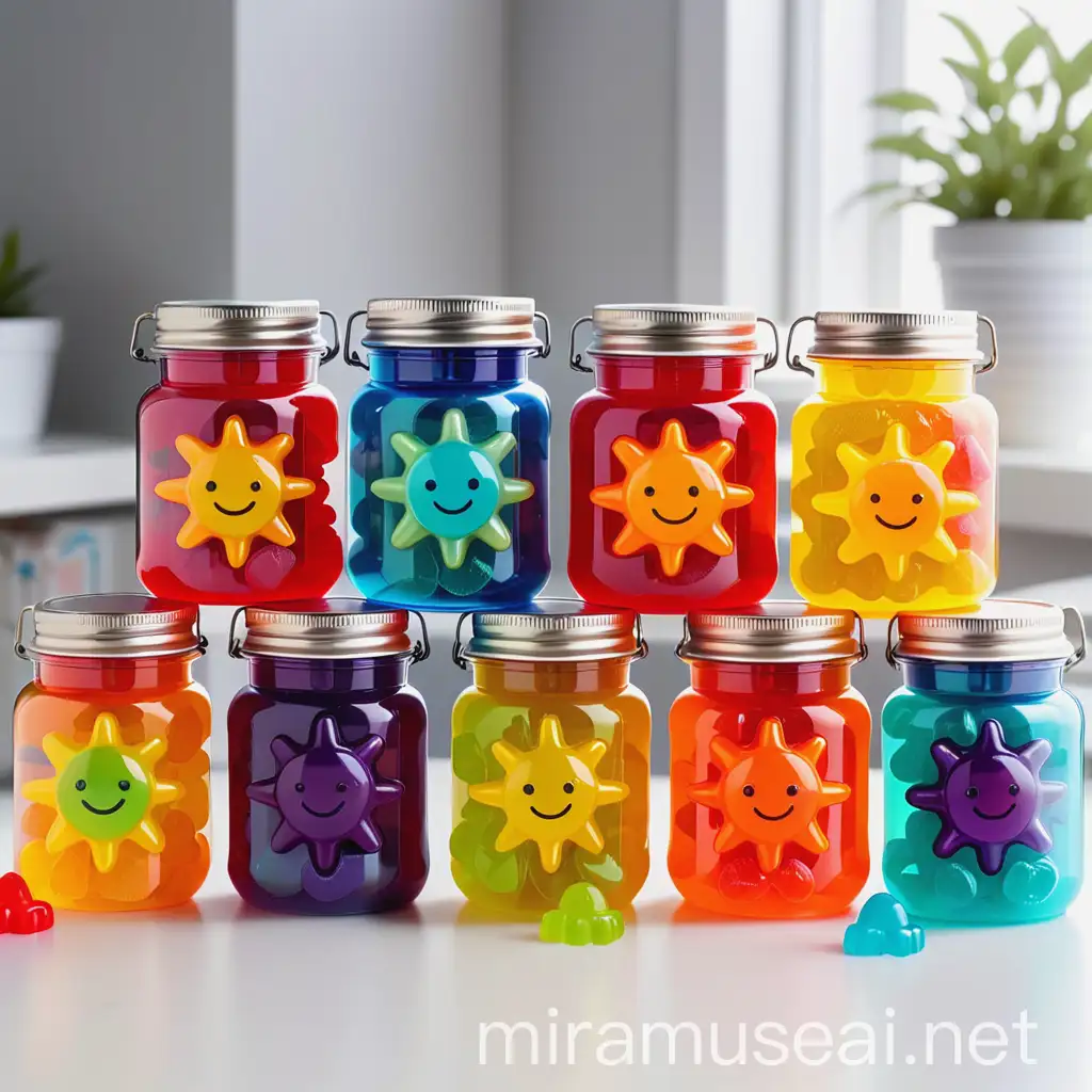 Colorful Glowing Gummies in ChildSafe Jars