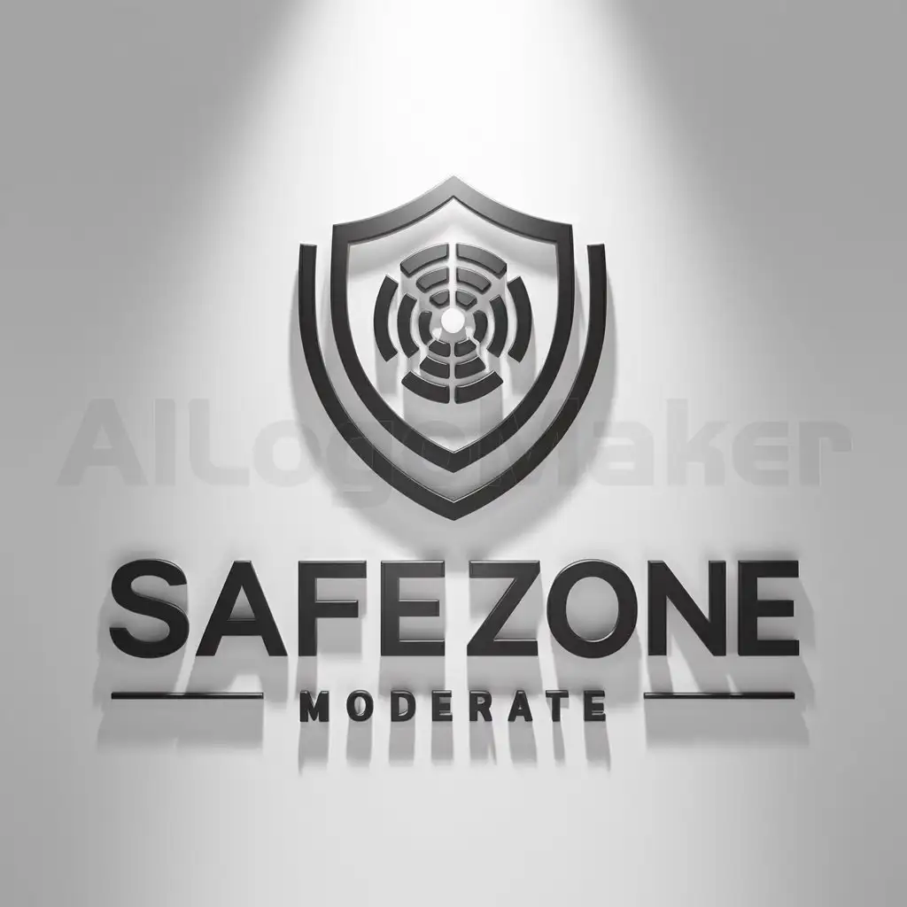 a logo design,with the text "SafeZone", main symbol:Shield, Radar,Moderate,be used in Technology industry,clear background