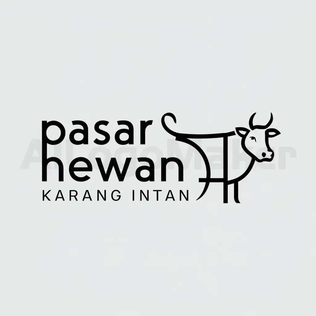 LOGO-Design-For-Pasar-Hewan-Karang-Intan-Minimalistic-Bali-Cow-on-Clear-Background