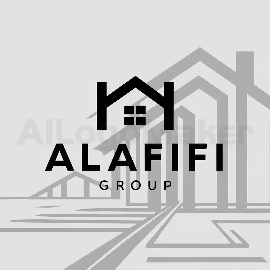 a logo design,with the text "ALAFIFI GROUP", main symbol:REAL ESTATE,Moderate,be used in Real Estate industry,clear background
