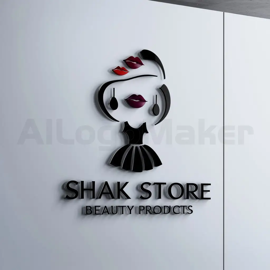 a logo design,with the text "SHAK STORE", main symbol:clothes and beauty products,complex,be used in Beauty Spa industry,clear background