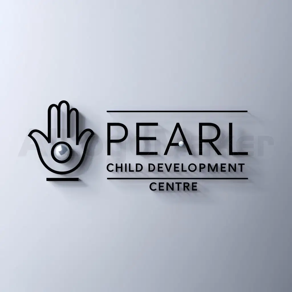 a logo design,with the text "Pearl Child Development Centre", main symbol:Support hand with pearl,complex,be used in Rehabilitation industry,clear background