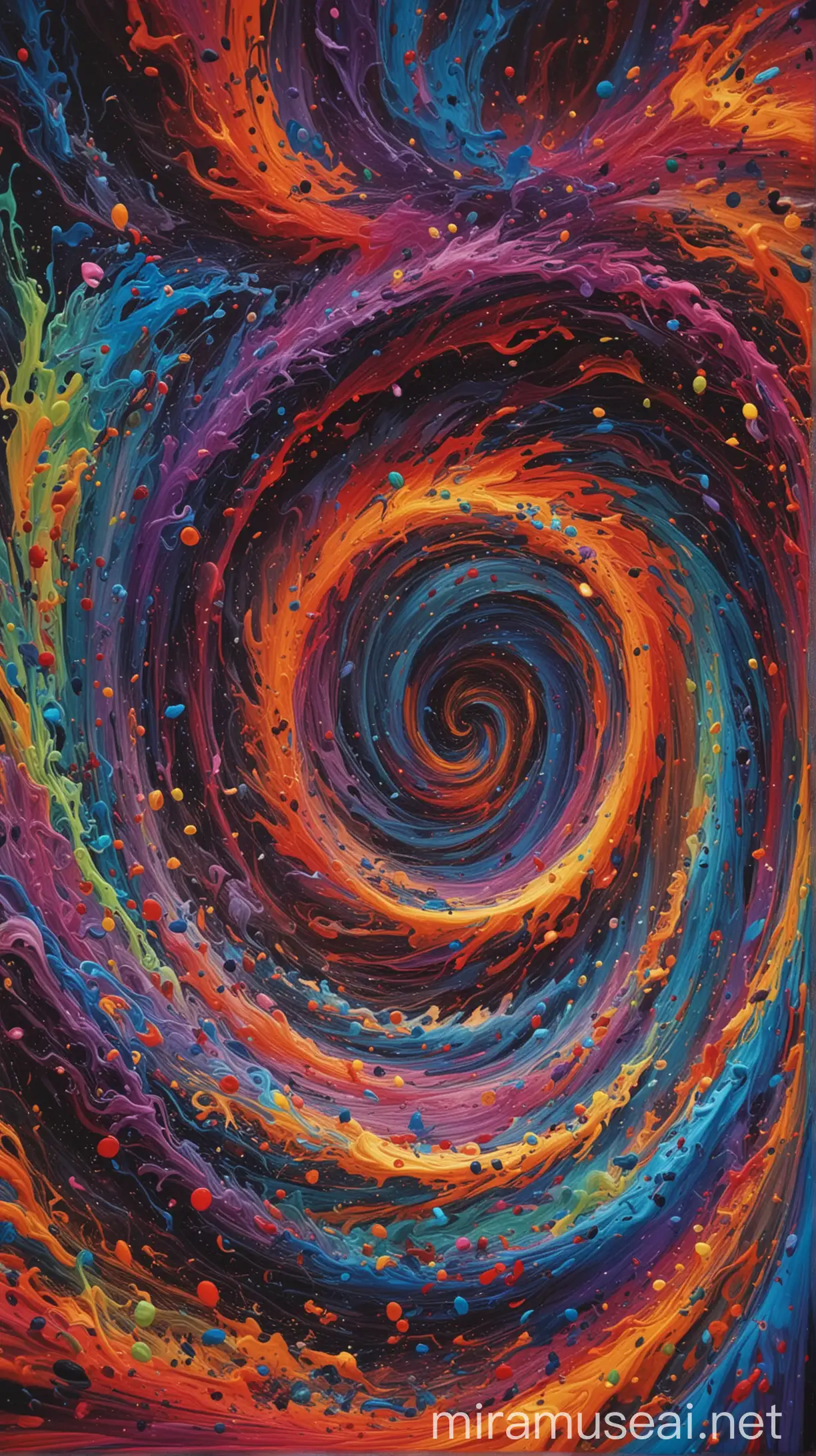 Colorful Swirling Vortex Illustrating Chaos and Void