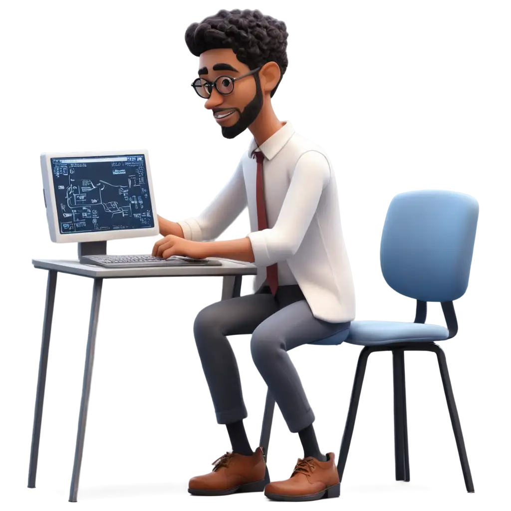 animation of an computer man