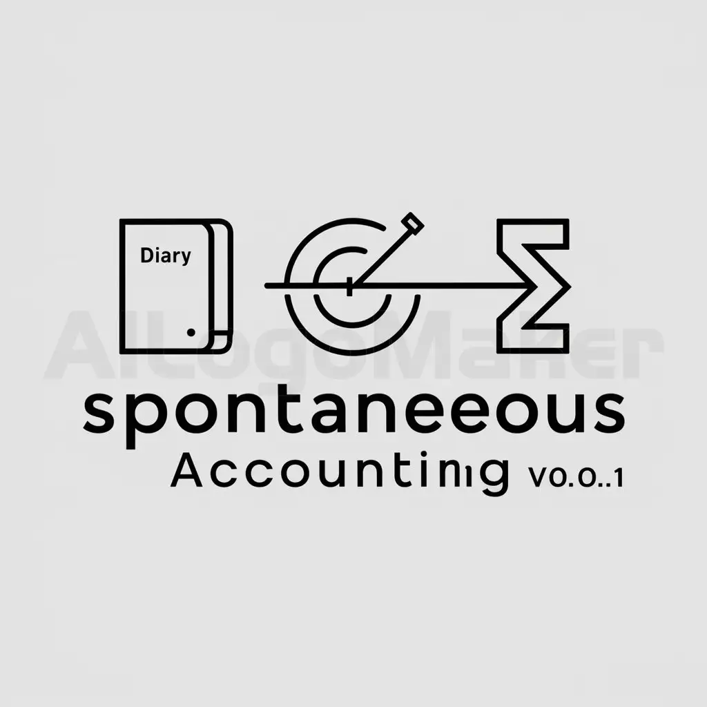 a logo design,with the text "Spontaneous accounting v0.0.1", main symbol:diary notebook pencil currency symbol,Minimalistic,be used in Entertainment industry,clear background