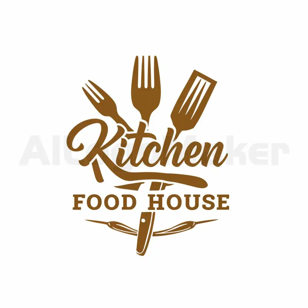 a logo design,with the text "Kitchen Food House", main symbol:fork spoon,Moderate,be used in Restaurant industry,clear background