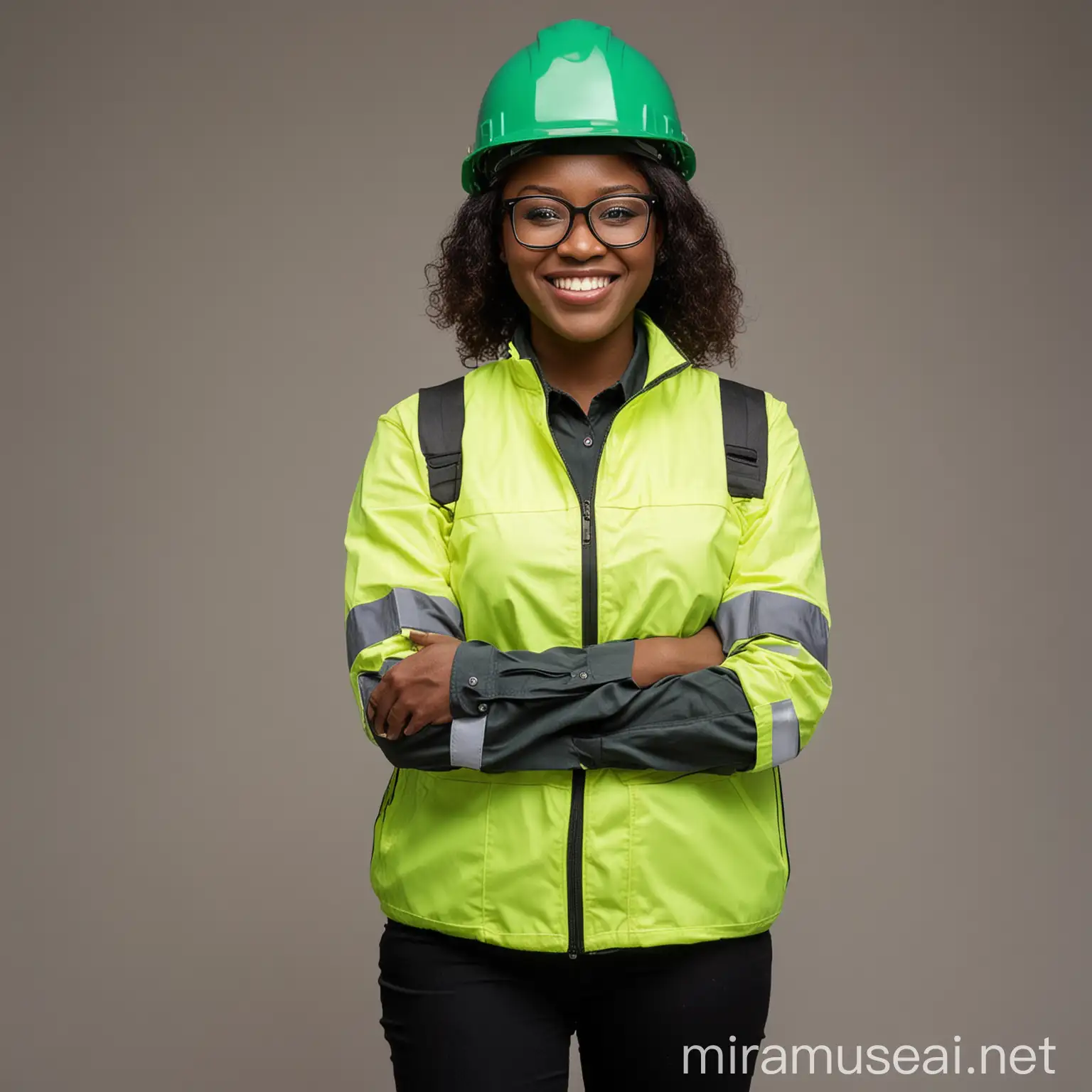 Smiling Nigerian Woman in Safety Gear