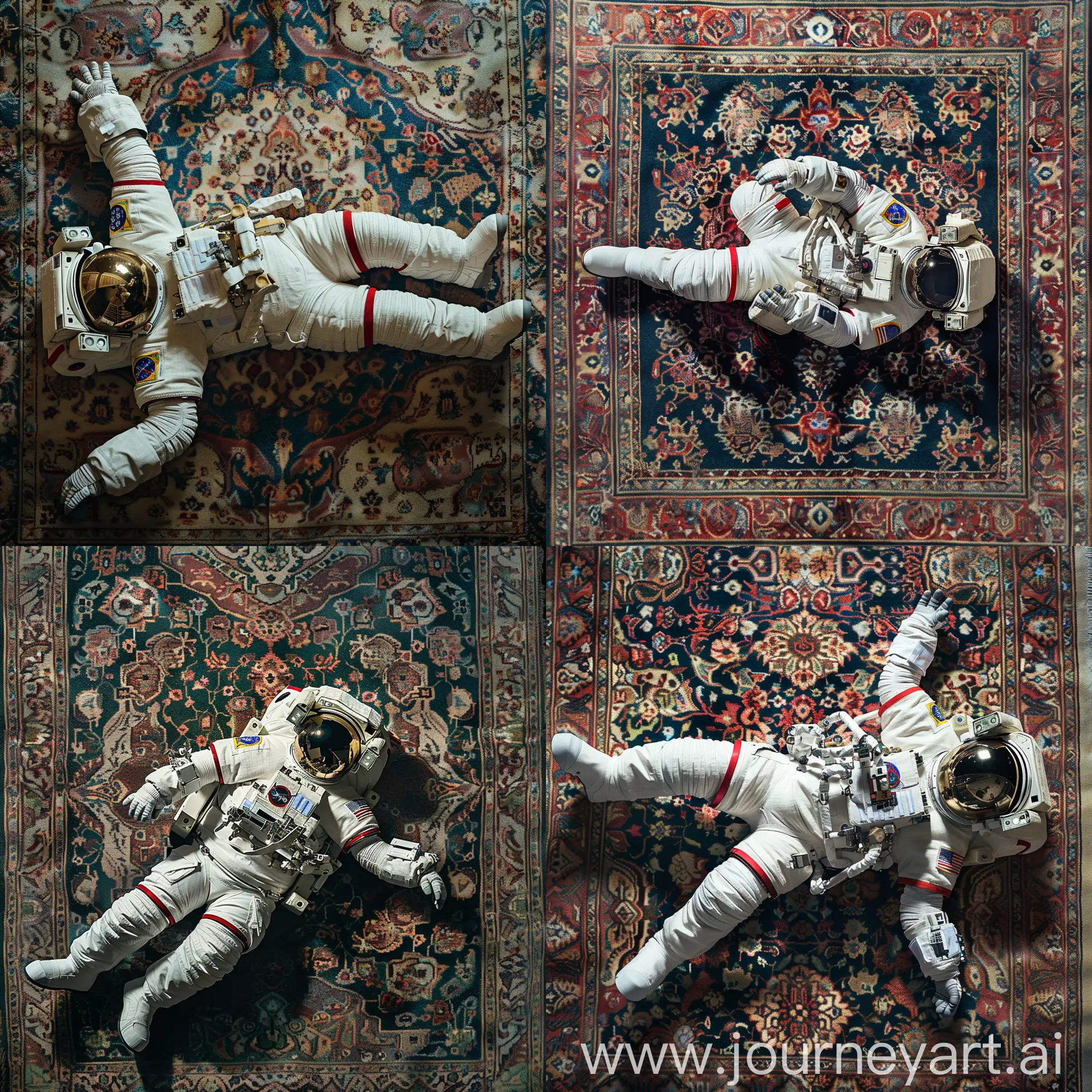 Astronaut-Relaxing-on-Ornate-Persian-Rug-in-Space-High-Resolution-Image