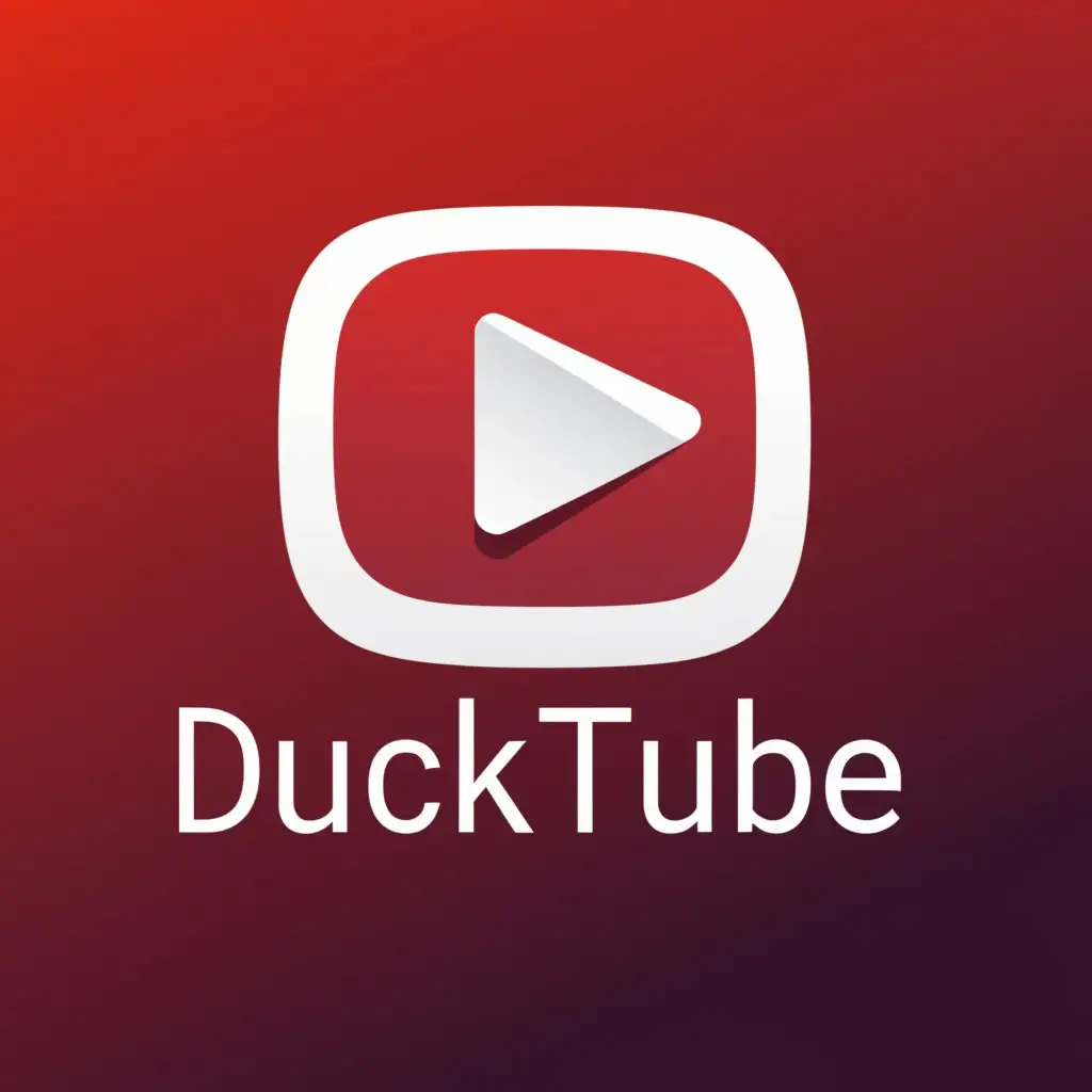 a logo design,with the text "duck tube", main symbol:button to start video on red square,Moderate,be used in Entertainment industry,clear background