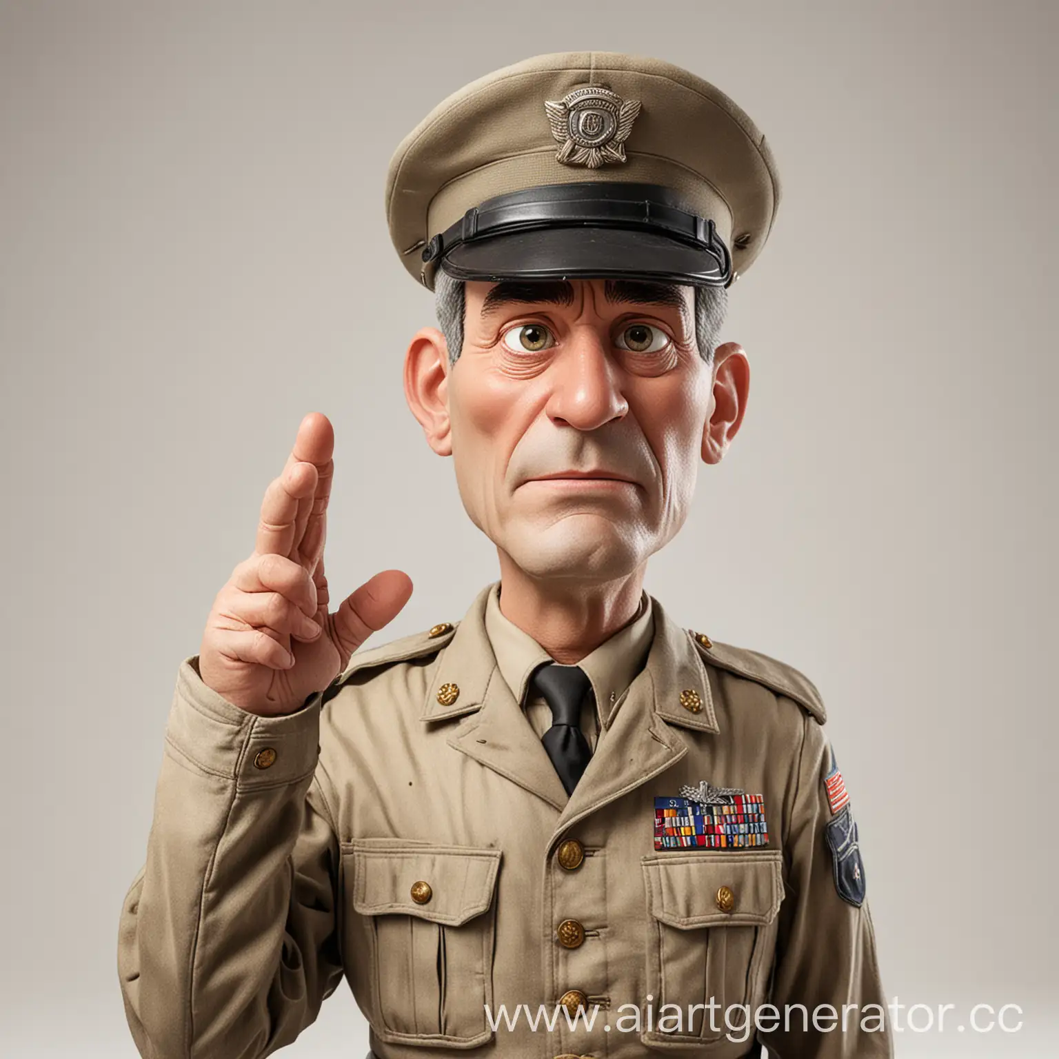 Cartoon-American-Sergeant-in-Old-Uniform-Saluting-on-White-Background