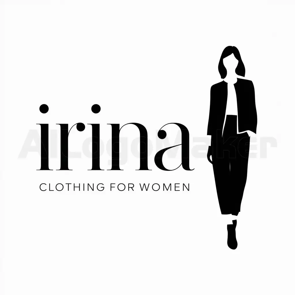 a logo design,with the text "Irina", main symbol:clothes female,Moderate,be used in Retail industry,clear background