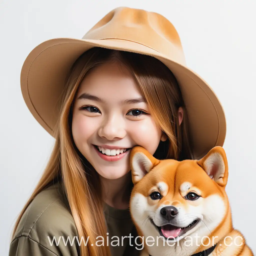 Cheerful-Girl-Wearing-Shiba-Inu-Hat-Portrait-on-White-Background
