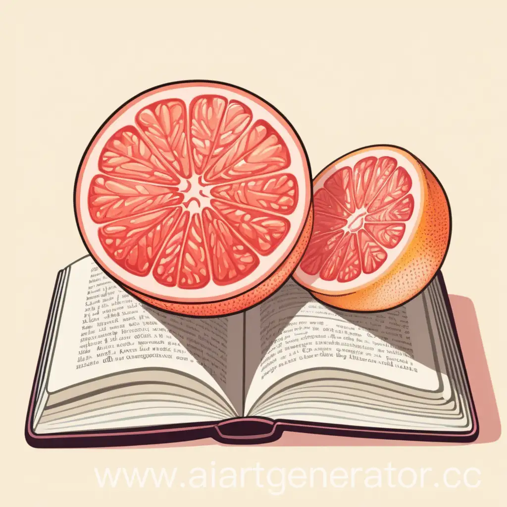 cartoon grapefruit cut in half book illustration
