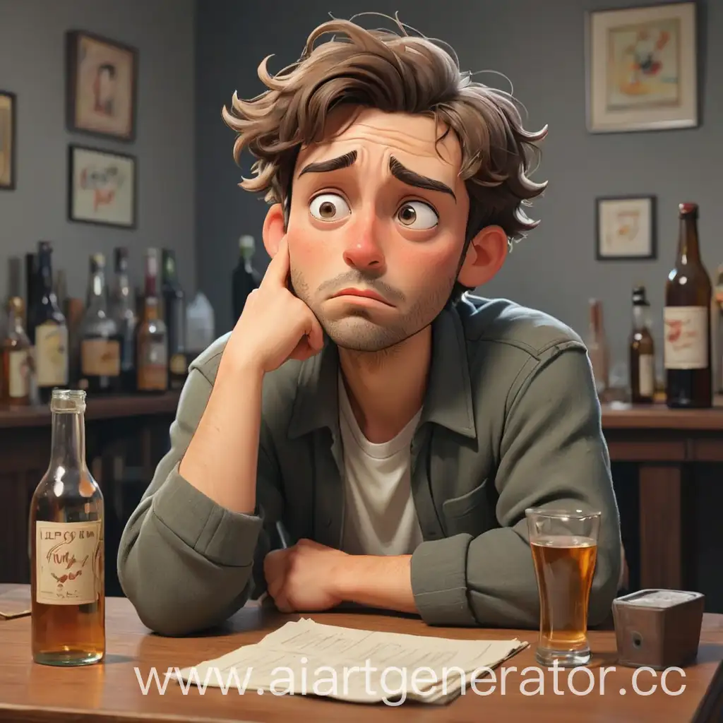 Cartoon-Character-Contemplates-Weekend-Drinks-After-Long-Week