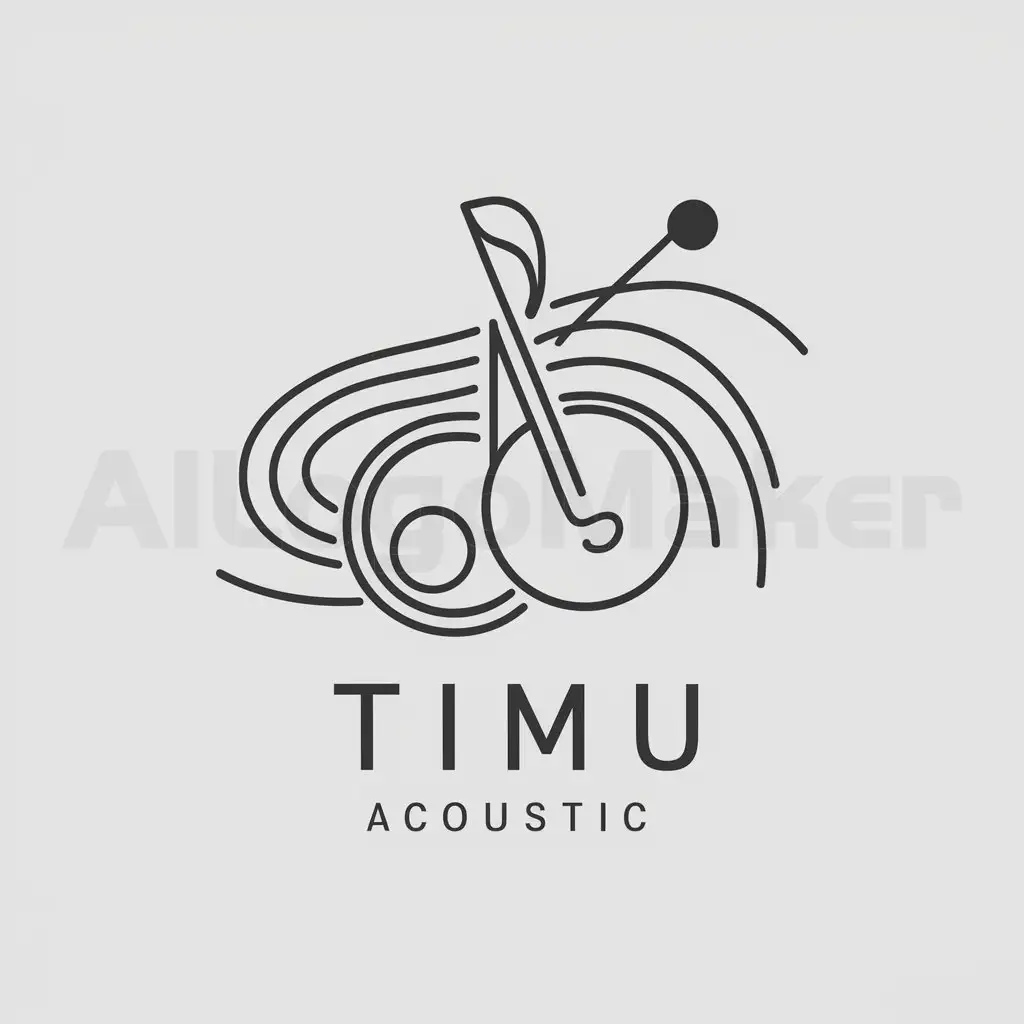 a logo design,with the text "Timu Acoustic", main symbol:MusicnGitar MelodyWhite Background,Moderate,be used in Others industry,clear background