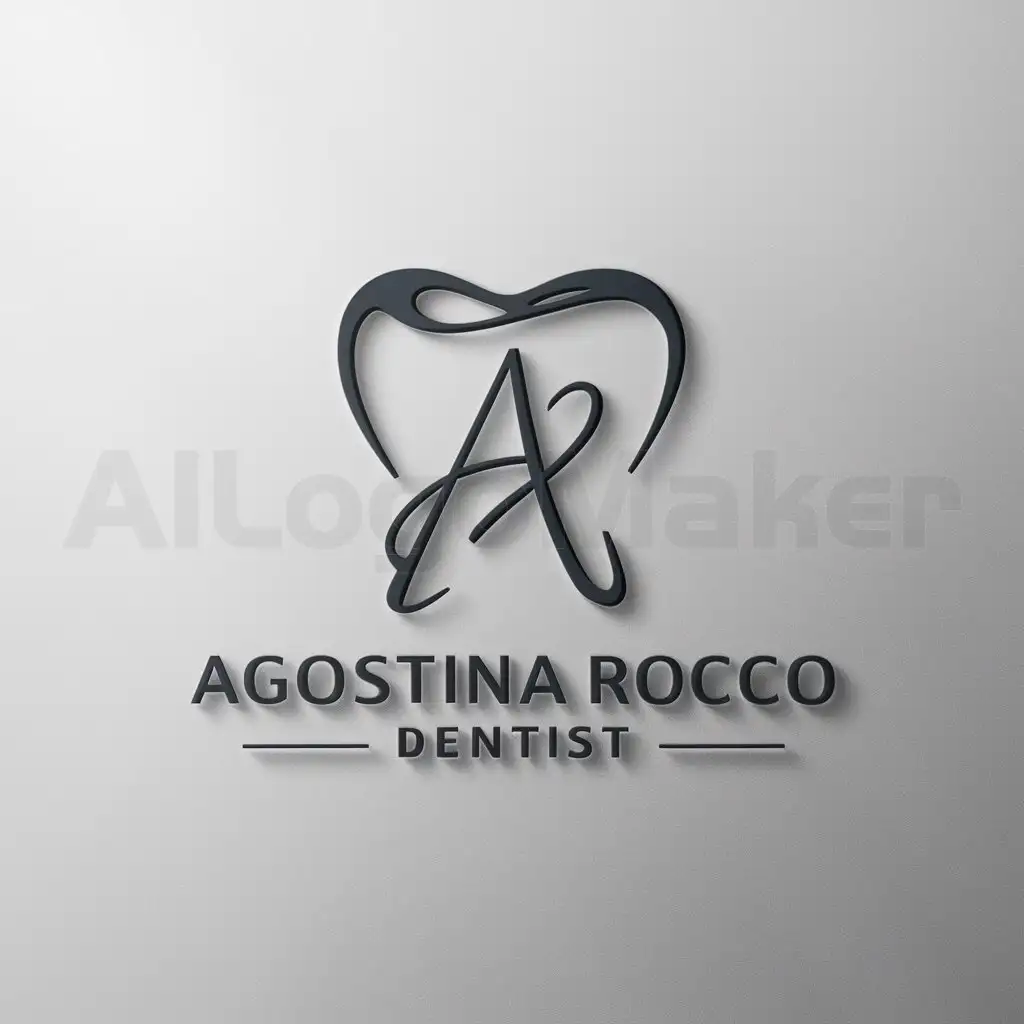 a logo design,with the text "Agostina Rocco DENTIST", main symbol:minimalist and elegant logo that forms the letters A R in the shape of a tooth,Minimalistic,be used in Medical Dental industry,clear background