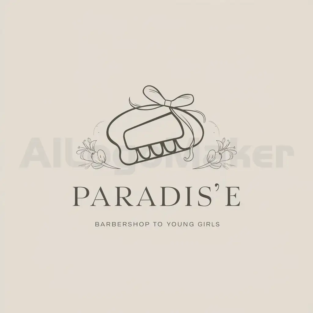 a logo design,with the text "Paradis'e", main symbol:the logo for the Paradis'e barbershop for young girls. it is made in shades of milk color, with the addition of symbols or illustrations,Minimalistic,be used in Beauty Spa industry,clear background