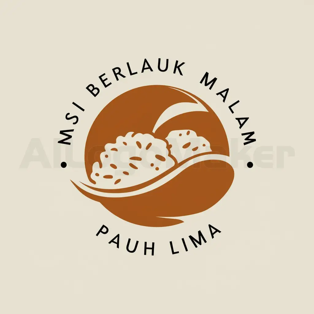 a logo design,with the text "Nasi Berlauk Malam Pauh Lima", main symbol:Rice with gravy in round logo,Moderate,be used in Restaurant industry,clear background