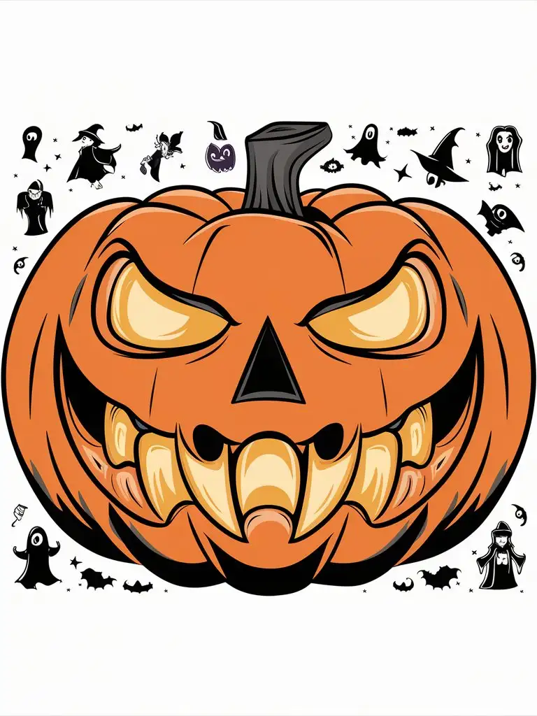 a banner design for halloween. face straight forward to the viewer. Add Halloween characters 