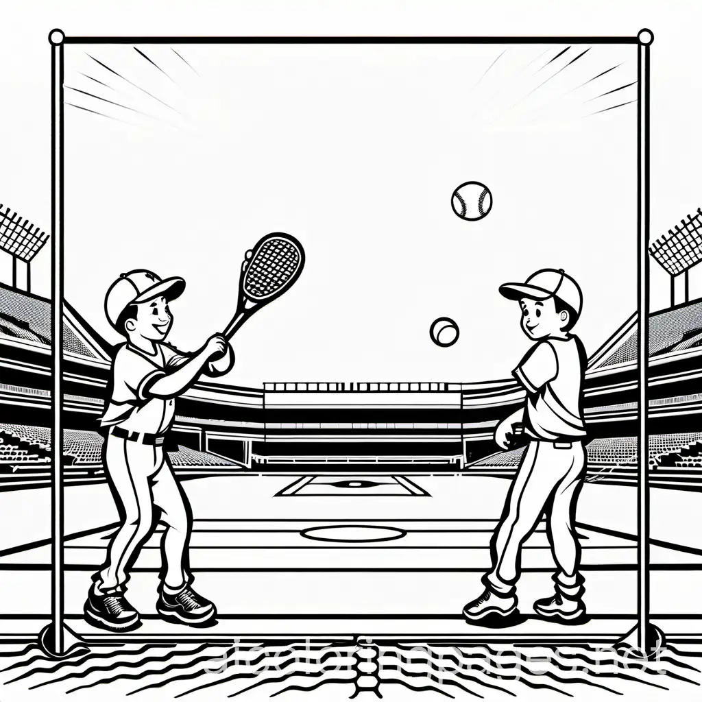 boys playing catch baseball
, Coloring Page, black and white, line art, white background, Simplicity, Ample White Space. The background of the coloring page is plain white to make it easy for young children to color within the lines. The outlines of all the subjects are easy to distinguish, making it simple for kids to color without too much difficulty