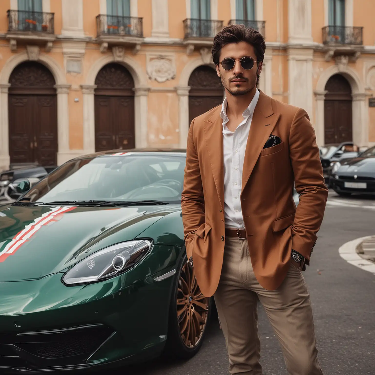 Affluent-Italian-Gentleman-Posing-with-Luxury-Car