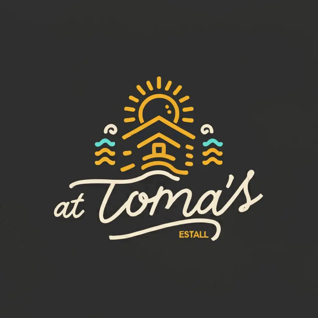 LOGO-Design-For-At-Tomas-Tranquil-Vacation-Home-Emblem-with-Sea-and-Mountain-Elements
