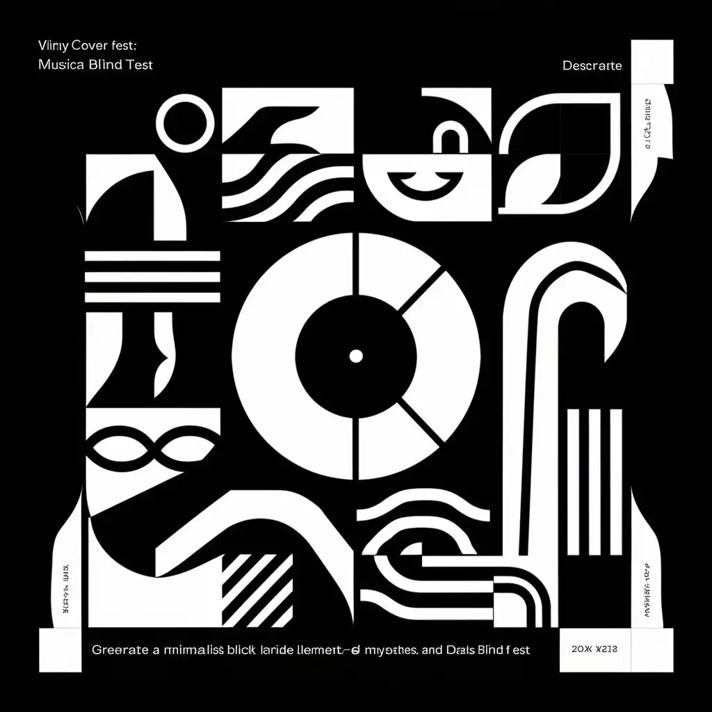 Minimalist Black and White Vinyl Record Cover Musical Blind Test Design