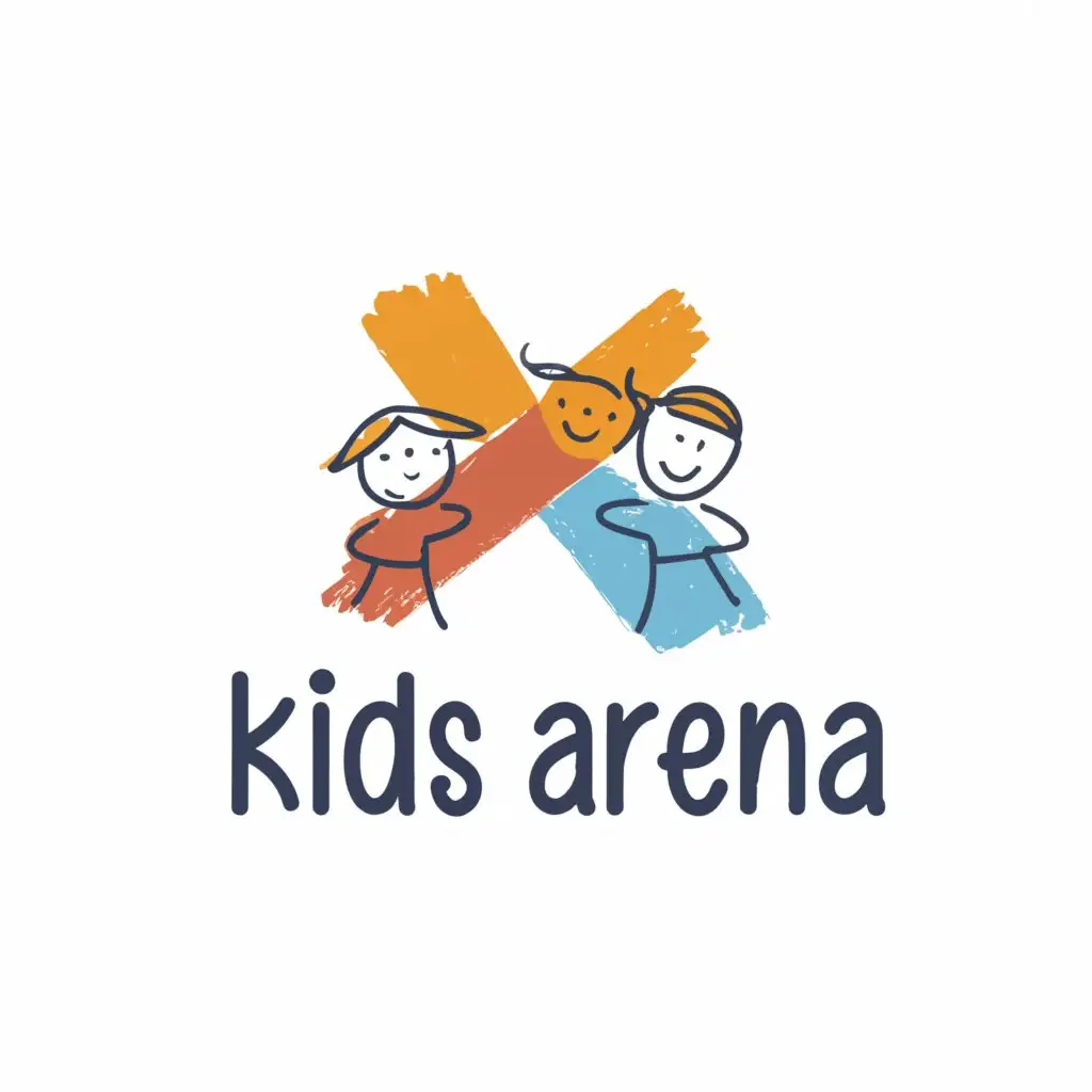 LOGO-Design-For-Kids-Arena-Cheerful-Typography-with-Playful-Kids-Illustration-on-a-Clear-Background