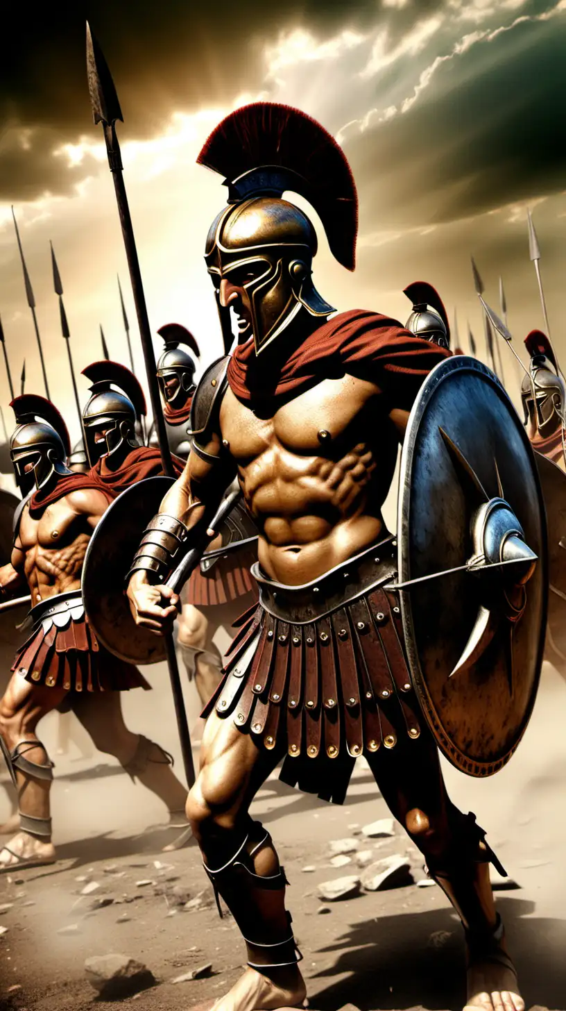Legendary Spartan Hoplites Warriors in Battle Formation