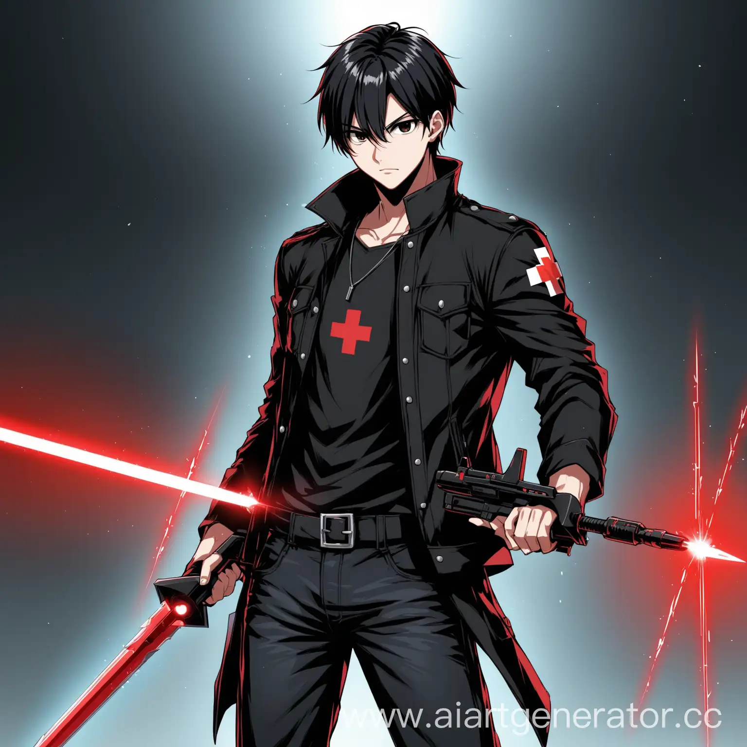 BlackHaired-Forcer-with-Red-Cross-Pupils-and-Laser-Spear