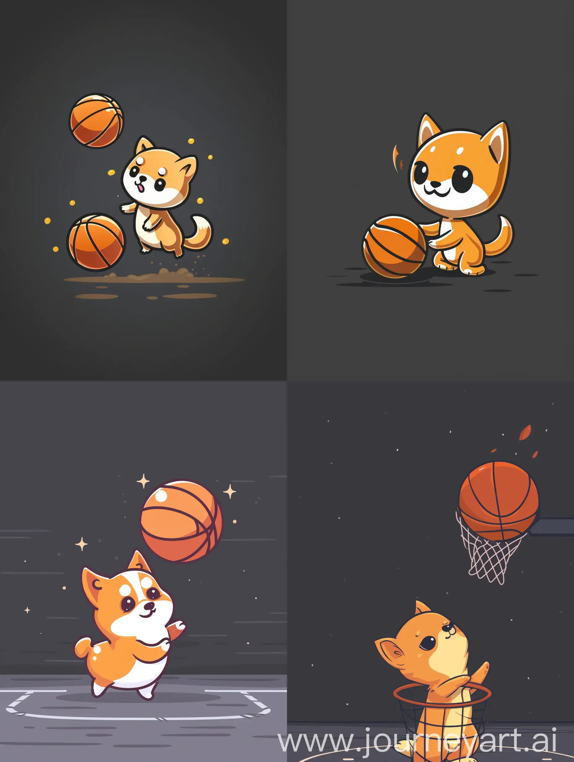 Chibi-Cute-Dog-Playing-Basketball-in-Thin-Line-Style