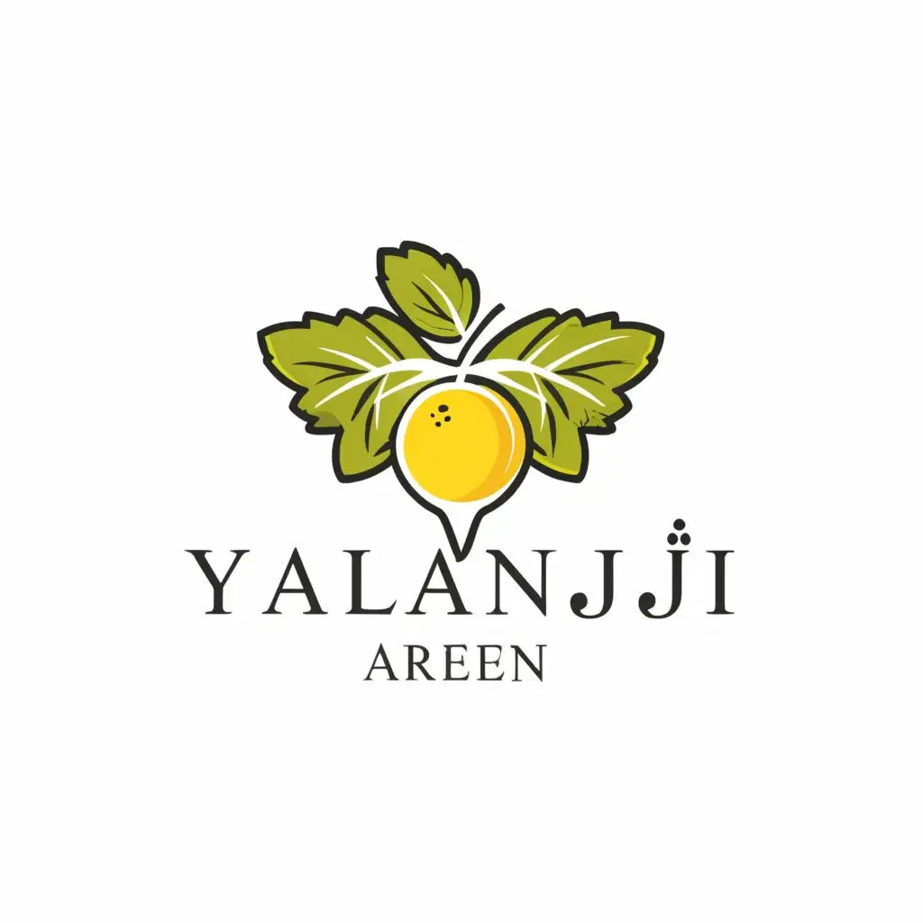 a logo design,with the text "Yalanji Areen", main symbol:Grape leaves with lemon,مُعقد,be used in المطاعم industry,clear background
