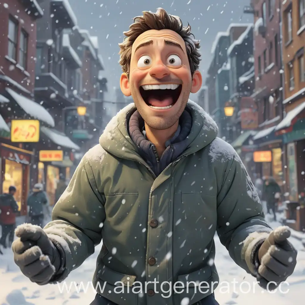 Joyful-Man-in-Snowy-Cartoon-City