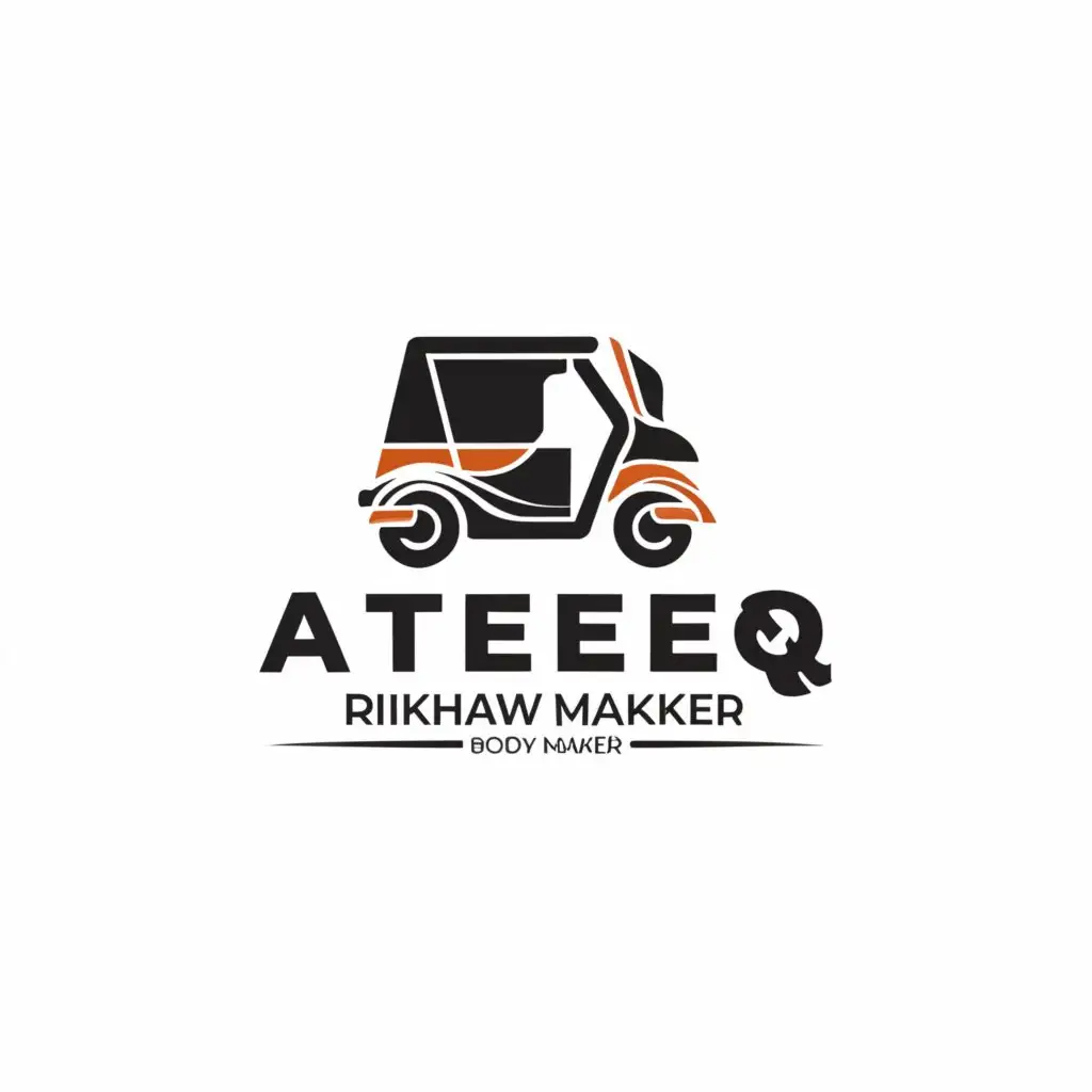 a logo design,with the text "ATEEQ RIKSHAW BODY MAKER", main symbol:ATEEQ RIKSHAW BODY MAKER,Moderate,be used in Automotive industry,clear background