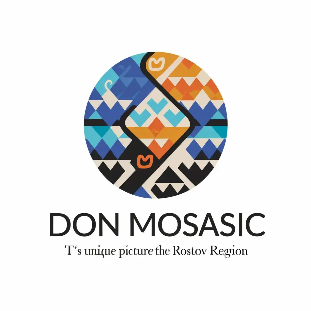 a logo design,with the text "Don Mosaic: Its Unique Picture of the Rostov Region", main symbol:Cossacks River Don mosaic underground passage,Moderate,be used in Travel industry,clear background