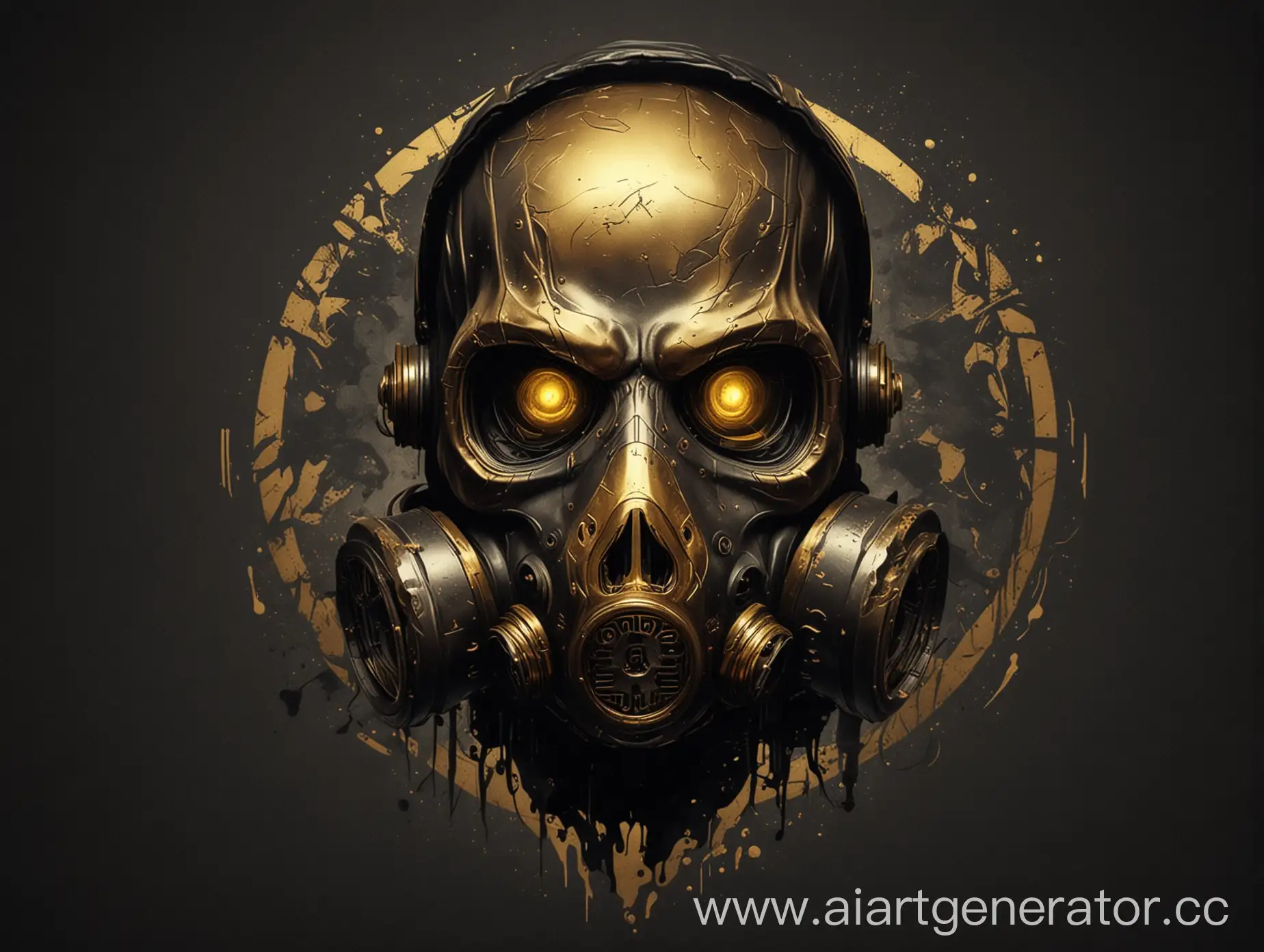 Golden-Skull-in-Cyberpunk-Gas-Mask-Apocalyptic-Logo-Design