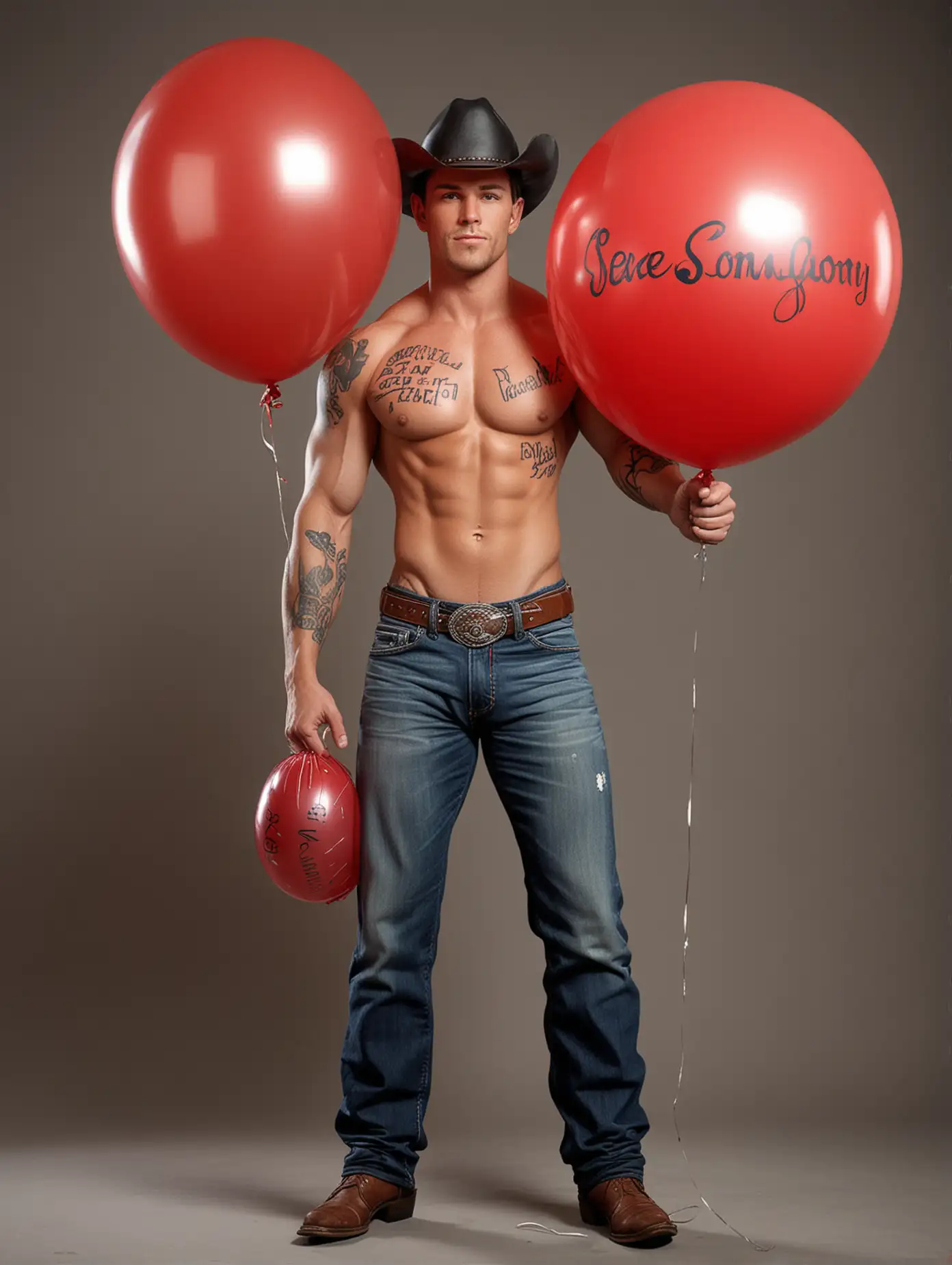 Muscular Cowboy with SEX Balloon Bold and Sensual Western Image | AI Image  Generator