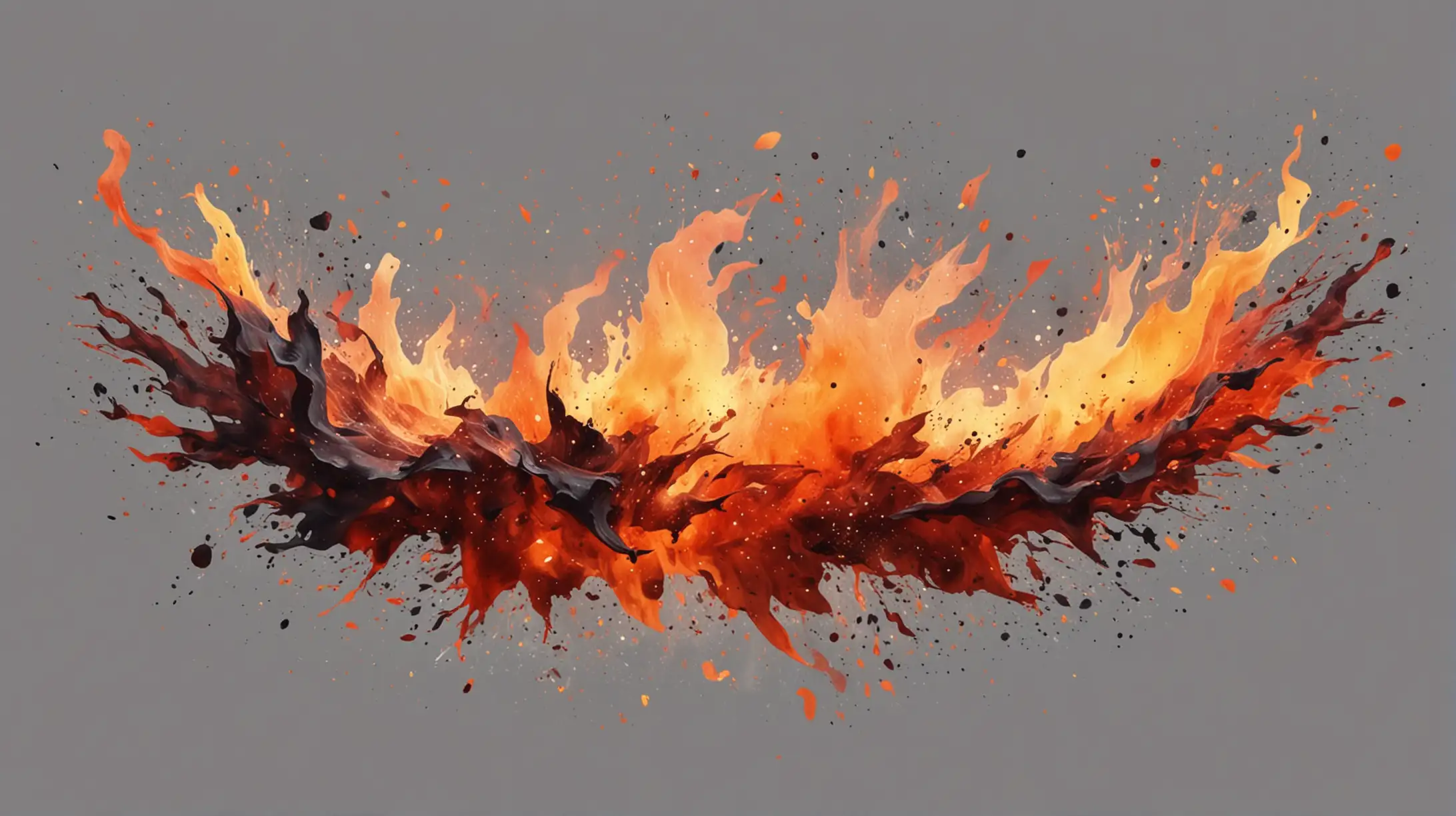 Dynamic Fire and Magma Splashes in Vector Watercolor Style