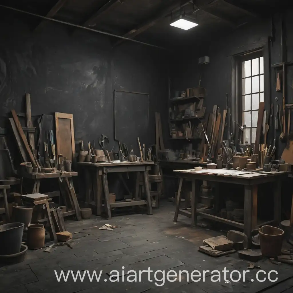 Artistic-Black-Workshop-Creative-Space-with-Dark-Aesthetic